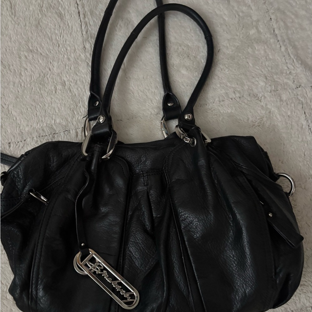 B. Makowsky Black Leather Shoulder Bag